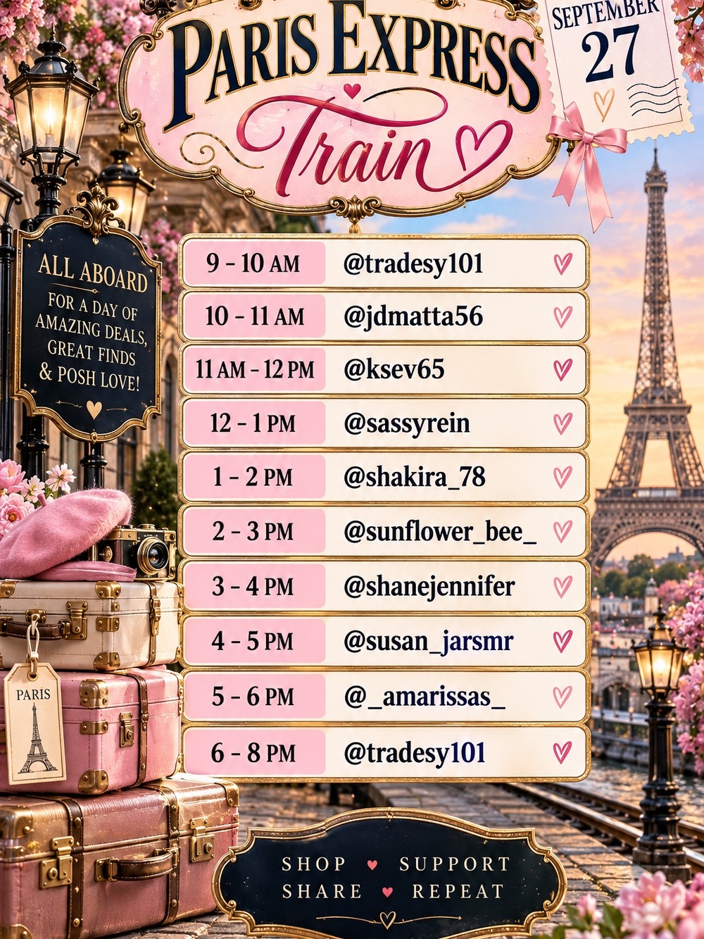 Paris Express Train Schedule 9-27-26